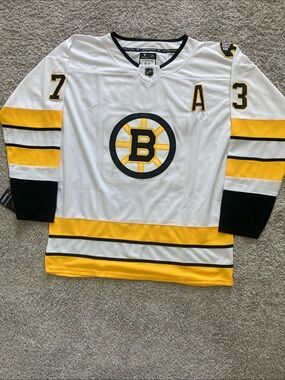 NHL Boston Bruins White, Yellow & Black Hockey Jersey